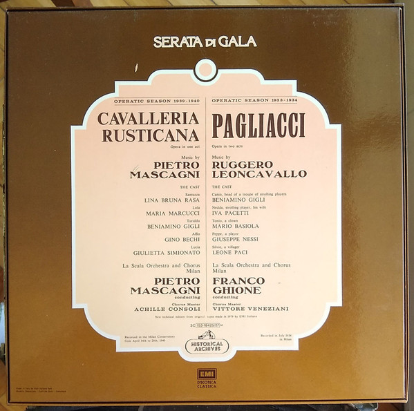 descargar álbum Pietro Mascagni, Ruggiero Leoncavallo, Franco Ghione - Cavalleria Rusticana Pagliacci