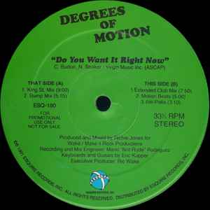 Degrees Of Motion - Do You Want It Right Now album cover