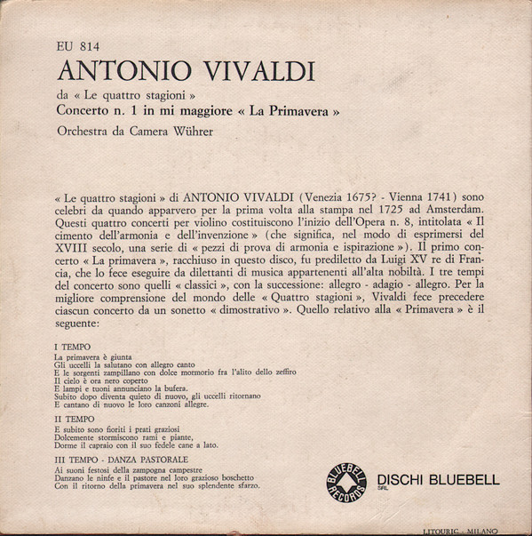 lataa albumi Vivaldi, Orchestra Da Camera Wührer - La Primavera