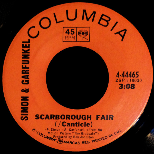 Simon & Garfunkel Scarborough Fair (1968). It is a traditional Engli