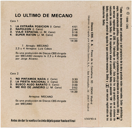 Mecano – Lo Ultimo De Mecano (1986, Vinyl) - Discogs
