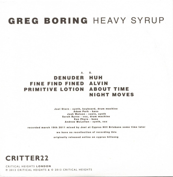 baixar álbum Greg Boring - Heavy Syrup
