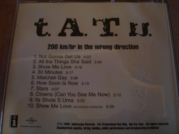 t.A.T.u. – 200 Km/H In The Wrong Lane (2003, CD) - Discogs