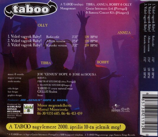 ladda ner album Taboo - Veled Vagyok Baby