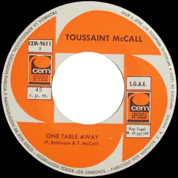 Album herunterladen Toussaint McCall - One Table Away My Love Is A Guarantee