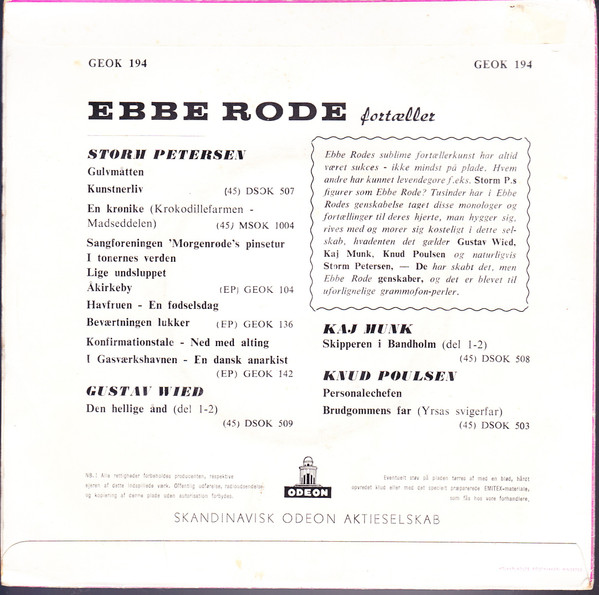 descargar álbum Ebbe Rode - Tale Til Pressen