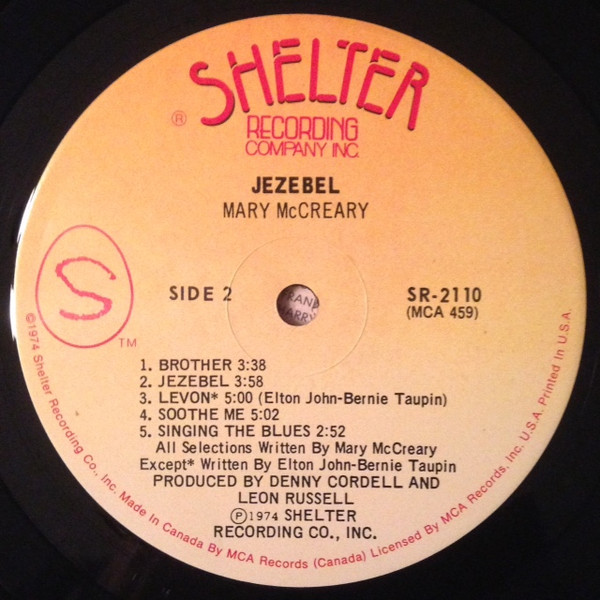 Mary McCreary - Jezebel | Shelter Records (SR-2110) - 4