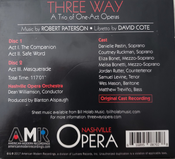 baixar álbum Robert Paterson , David Cote , Nashville Opera, Dean Williamson - Three Way A Trio Of One Act Operas