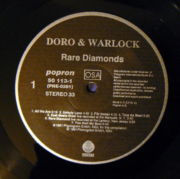 Doro & Warlock – Rare Diamonds (1991, Vinyl) - Discogs