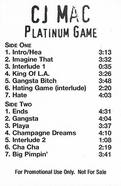 CJ Mac – Platinum Game (1999, Vinyl) - Discogs