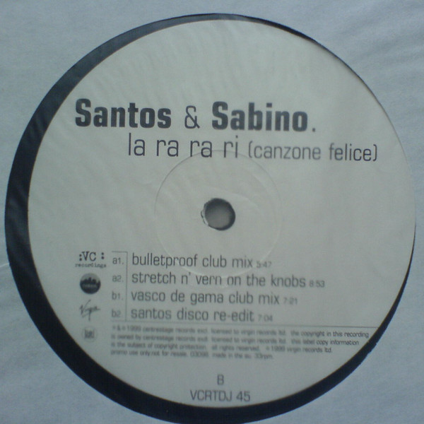 télécharger l'album Santos & Sabino - La Ra Ra Ri Canzone Felice
