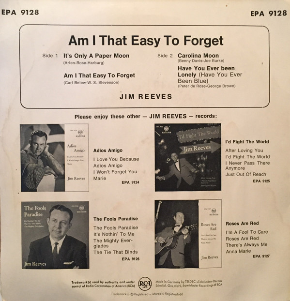 télécharger l'album Jim Reeves - Am I That Easy To Forget