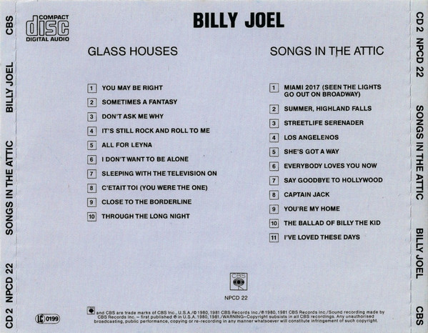 Album herunterladen Billy Joel - Glass Houses Songs In The Attic