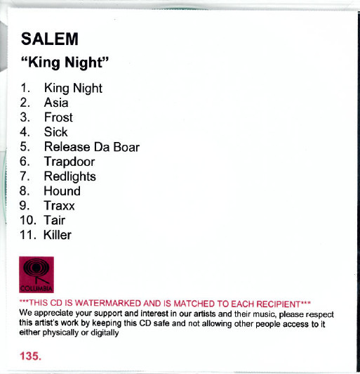 SALEM - King Night - Vinyl (2021) - Nasdisc Vinyl Marketplace