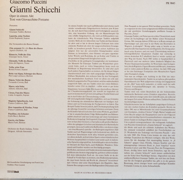 télécharger l'album Giacomo Puccini, Giuseppe Taddei - Gianni Schicchi