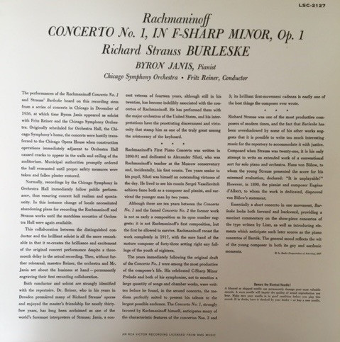 descargar álbum Rachmaninoff Strauss Byron Janis Fritz Reiner Chicago Symphony - Burleske Concerto No 1 In F Sharp Minor Op 1