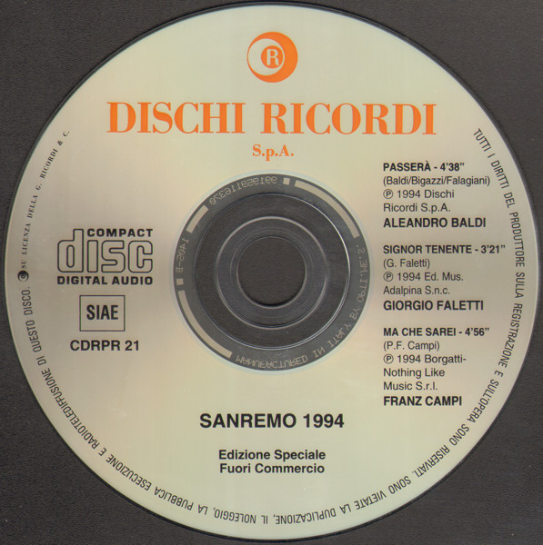 ladda ner album Aleandro Baldi Giorgio Faletti Franz Campi - Sanremo 1994
