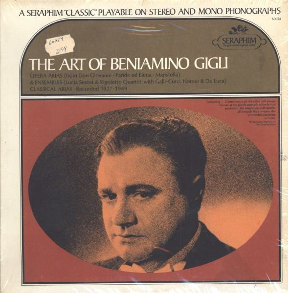 Beniamino Gigli – The Art Of Beniamino Gigli (1968, Vinyl) - Discogs