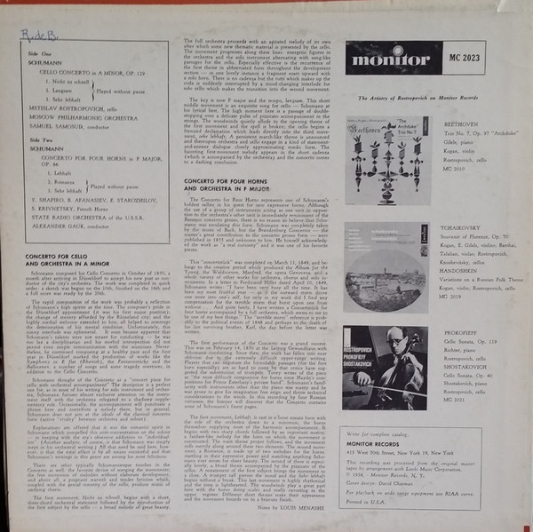 télécharger l'album Schumann, Rostropovich - Concerto For 4 Horns Concerto For Cello