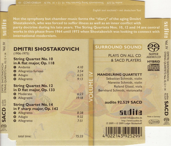 baixar álbum Shostakovich Mandelring Quartett - Complete String String Quartets Vol IV
