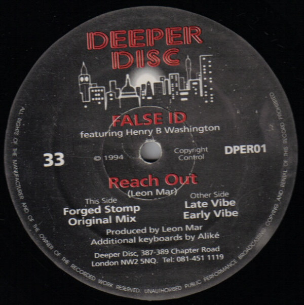 False ID Featuring Henry B Washington - Reach Out | Deeper Disc (DPER01) - main