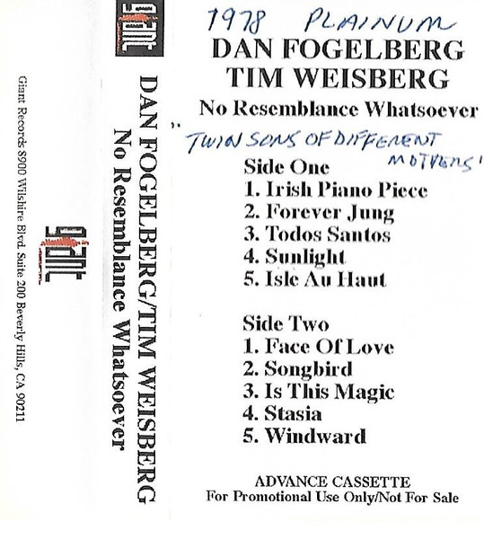 Dan Fogelberg, Tim Weisberg – No Resemblance Whatsoever (1995, CD