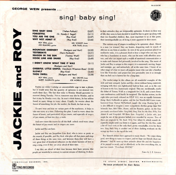 lataa albumi Jackie And Roy - Sing Baby Sing