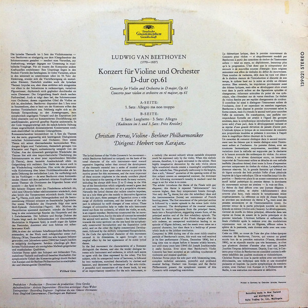 descargar álbum Ludwig Van Beethoven Christian Ferras, Herbert von Karajan, Berliner Philharmoniker - Violinkonzert D Dur