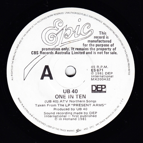 UB40 – One In Ten / Present Arms In Dub (1981, Vinyl) - Discogs