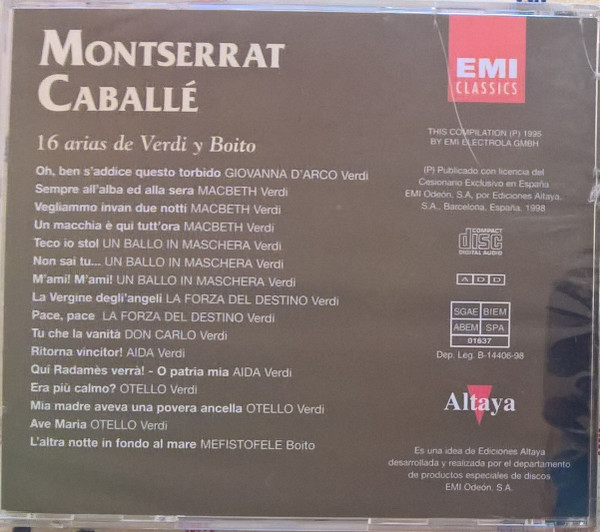 télécharger l'album Montserrat Caballé - 16 Arias De Verdi Y Boito