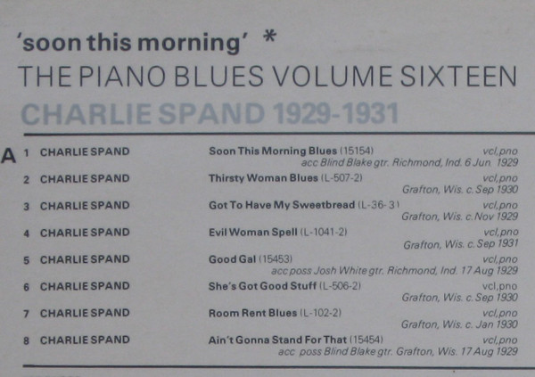 descargar álbum Charlie Spand - Soon This Morning Charlie Spand 1929 1931