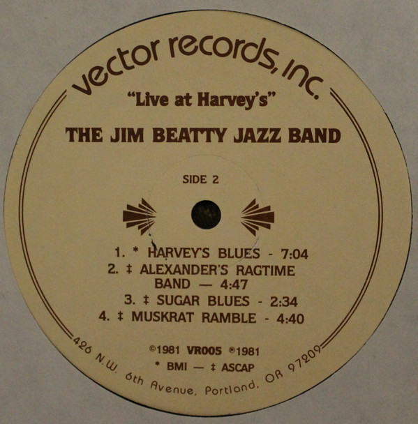 The Jim Beatty Jazz Band With Diamond Lil - Live At Harvey's | Vector Records, Inc. (VR005) - 4