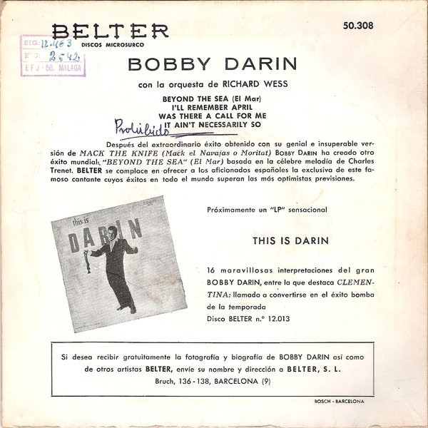 last ned album Bobby Darin - Ill Remember April Was There A Call For You It Aint Necessarily So Beyond The Sea El Mar