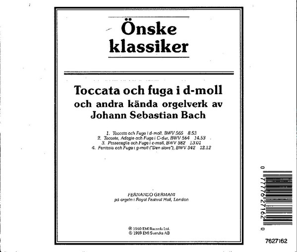 ladda ner album Johann Sebastian Bach, Fernando Germani - Toccata Och Fuga I D moll