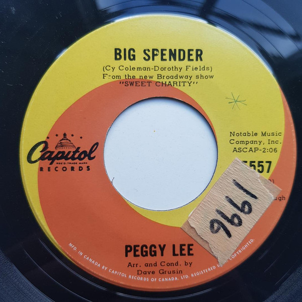 Peggy Lee – Big Spender (1965, Scranton Pressing, Vinyl) - Discogs