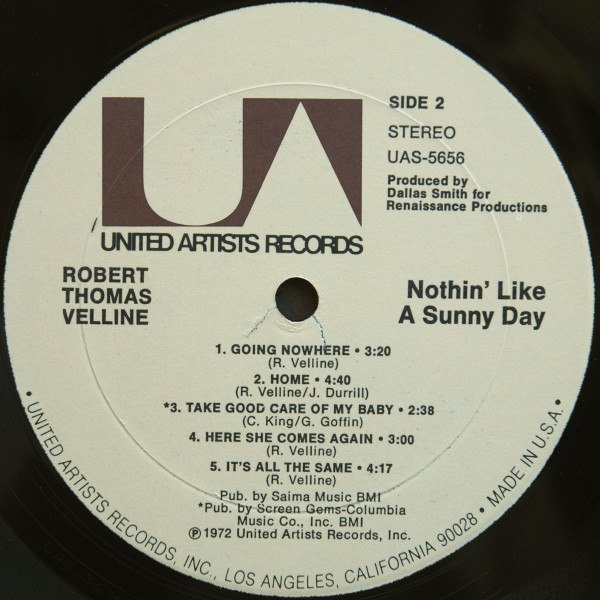 Robert Thomas Velline - Nothin' Like A Sunny Day | United Artists Records (UAS-5656) - 5