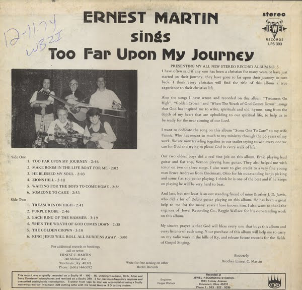Album herunterladen Ernest Martin - Sings Too Far Upon My Journey