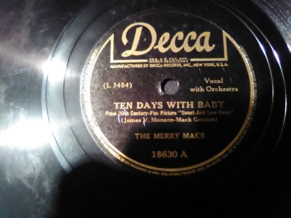 télécharger l'album The Merry Macs - Ten Days With Baby Thank Dixie For Me