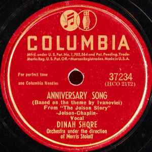Dinah Shore - Anniversary Song / Heartaches, Sadness And Tears album cover