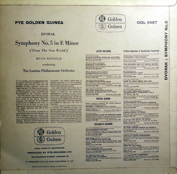 baixar álbum Dvořák London Philharmonic Orchestra Conducted By Hugo Rignold - Symphony No 5 In E Minor From The New World