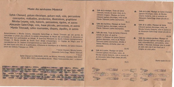 télécharger l'album Sylvie Chenard Nicolas Letarte Alexandre StOnge Martin Tétreault - Projet De La Baleine 1998 Musée Des Survivantes Montréal