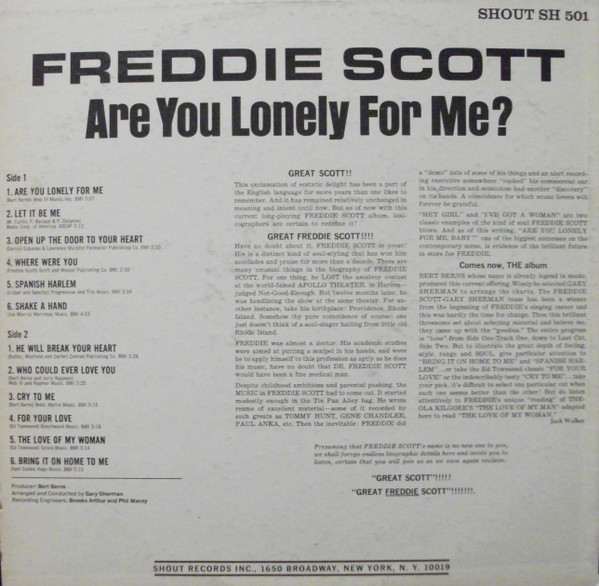 lataa albumi Freddie Scott - Are You Lonely For Me