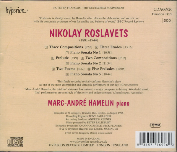 ladda ner album Roslavets MarcAndré Hamelin - Piano Music