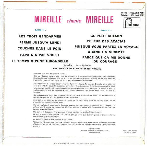 ladda ner album Mireille - Mireille Chante Mireille