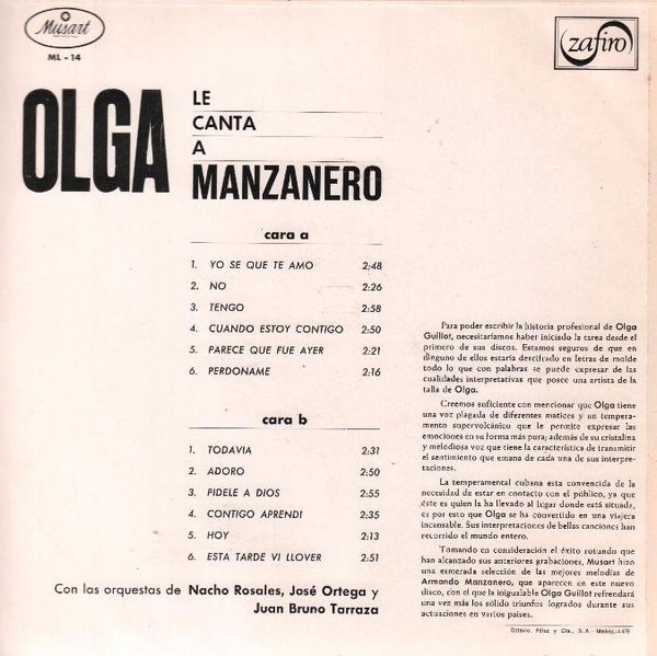 Album herunterladen Olga Guillot - Interpreta A Manzanero