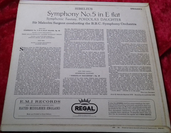 ladda ner album Sibelius, BBC Symphony Orchestra Sir Malcolm Sargent - Symphonie No 5 In E Flat