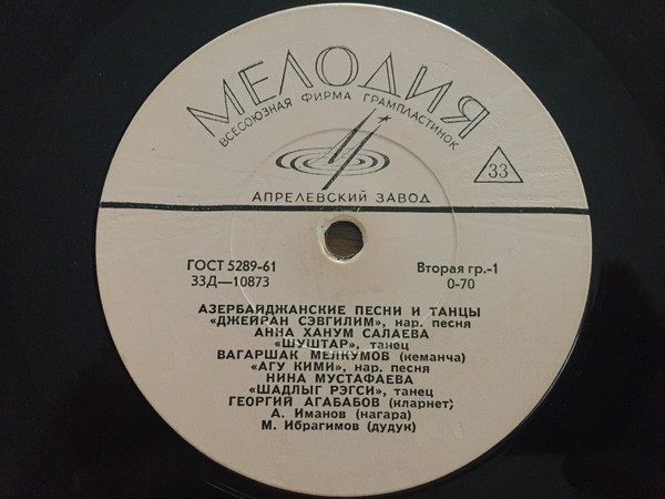 Азербайджанские Песни И Танцы (Vinyl) - Discogs