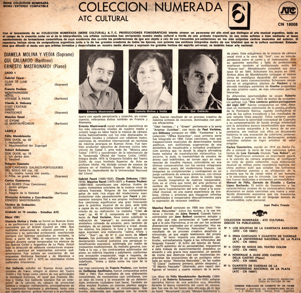lataa albumi Diamela Molina Y Vedia, Gui Gallardo, Ernesto Mastronardi - Canciones Y Duos De Camara