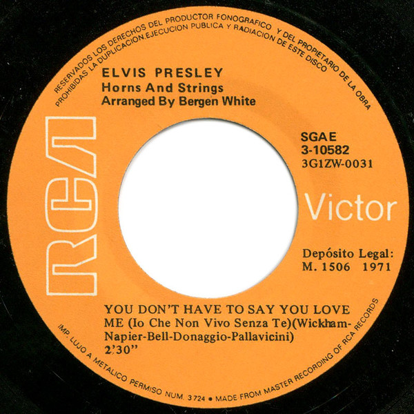 télécharger l'album Elvis - You Dont Have To Say You Love Me Patch It Up