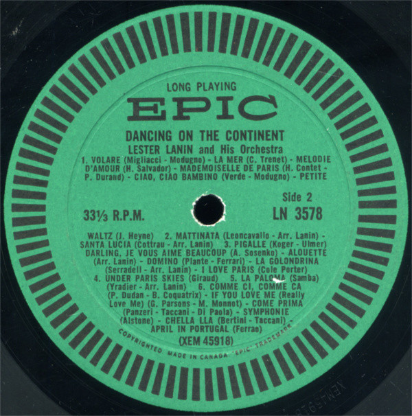 Lester Lanin And His Orchestra - Dancing On The Continent | Epic (LN 3578) - 4